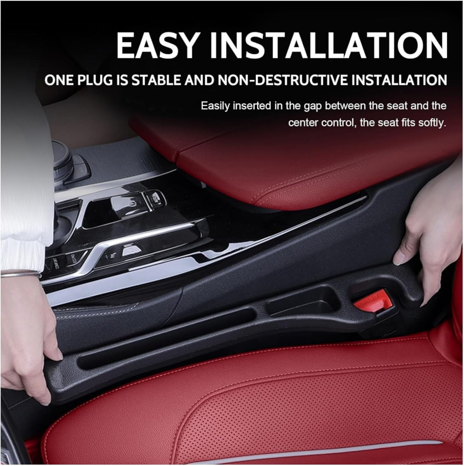 GHQHSQ 2PCS No Drop Seat Guard,2025 New Car Seat Side Gap Filler Organizer, Drop Seat Guards for Cars (Black 2Pcs) image number 1