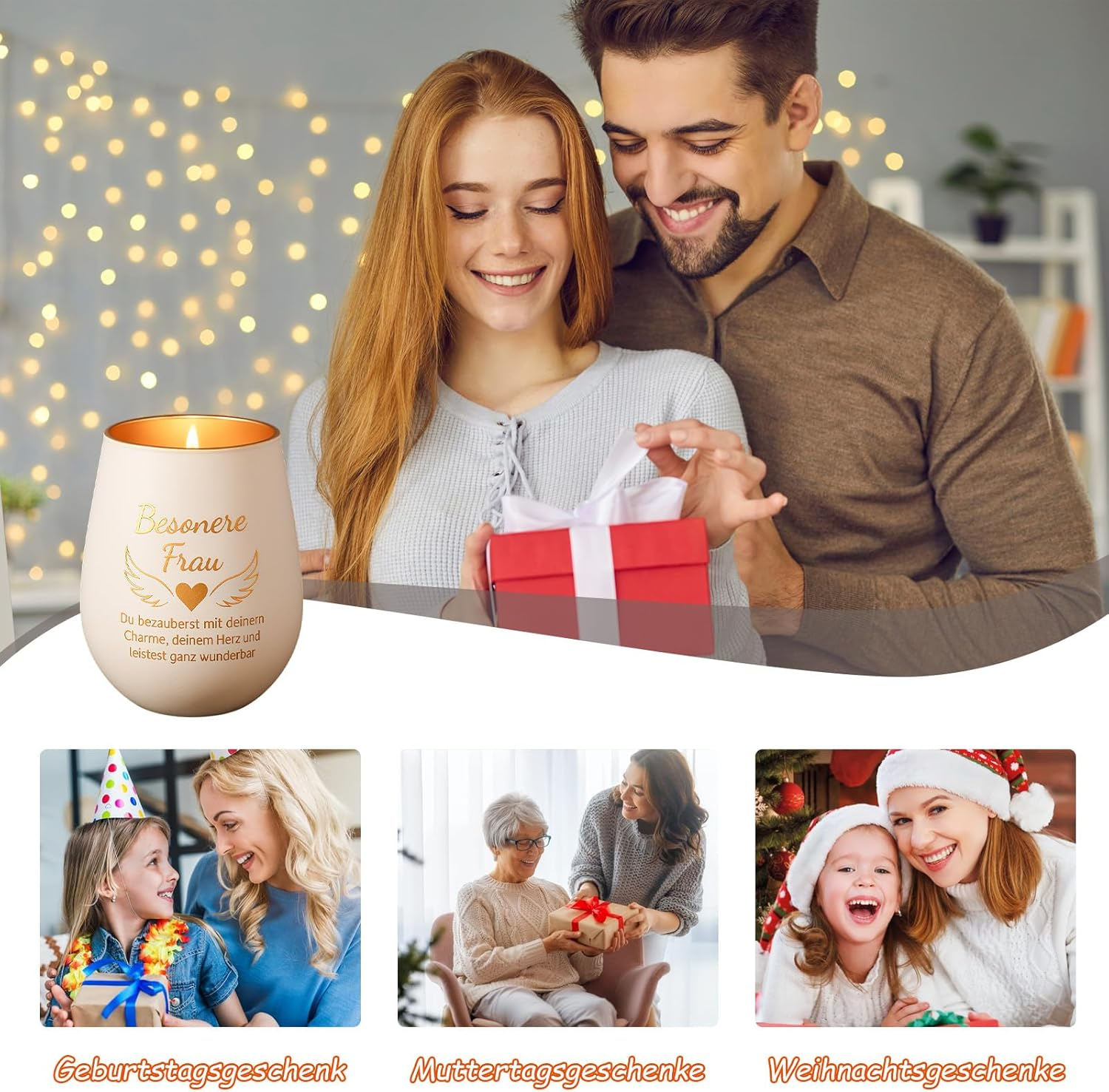 Personalised Gifts for Women, White Tea Light Lantern with Matte Surface, Women, Gift Ideas for Mother, Sister, Girlfriend, Colleague, Pack of 1 image number 5