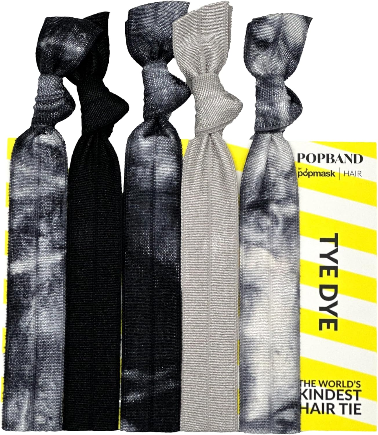 Popband Ink Knot Hair Bands, Stretchy Hair Bobbles in Dark Neutral Colours, Versatile Hair Accesories for Women, 5 Hair Ties