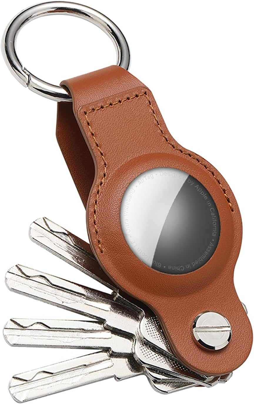 Airtag Holder, Compatible Apple Airtag Keychain - Compact Keyholder & Key Organiser - Premium Vegan Leather Case for Apple Tag - Secure Keyring for Car, House, and Office Keys image number 4