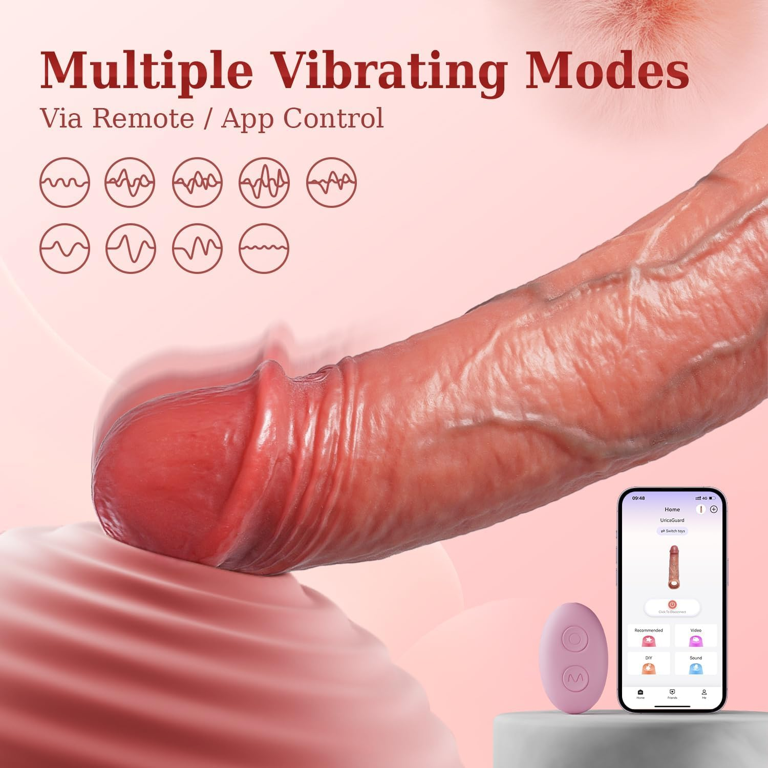 Funflick 4IN1 Penis Sleeve Extender Cock Ring Vibrator - Realistic Adult Male Sex Toys for Men Penis Extender & Thicker, Cock Ring & Thrusting Dildo with 9 Vibrating Modes, App Remote Control BDSM Adult Toys,Silicone & Quiet & Portable & Waterproof Sexual Wellness Products to Enlarge and Improve Sexual Endurance for Men in Bed, Best Strap on Dildo Sent for Her, Him & Couples for Valentines Day image number 2
