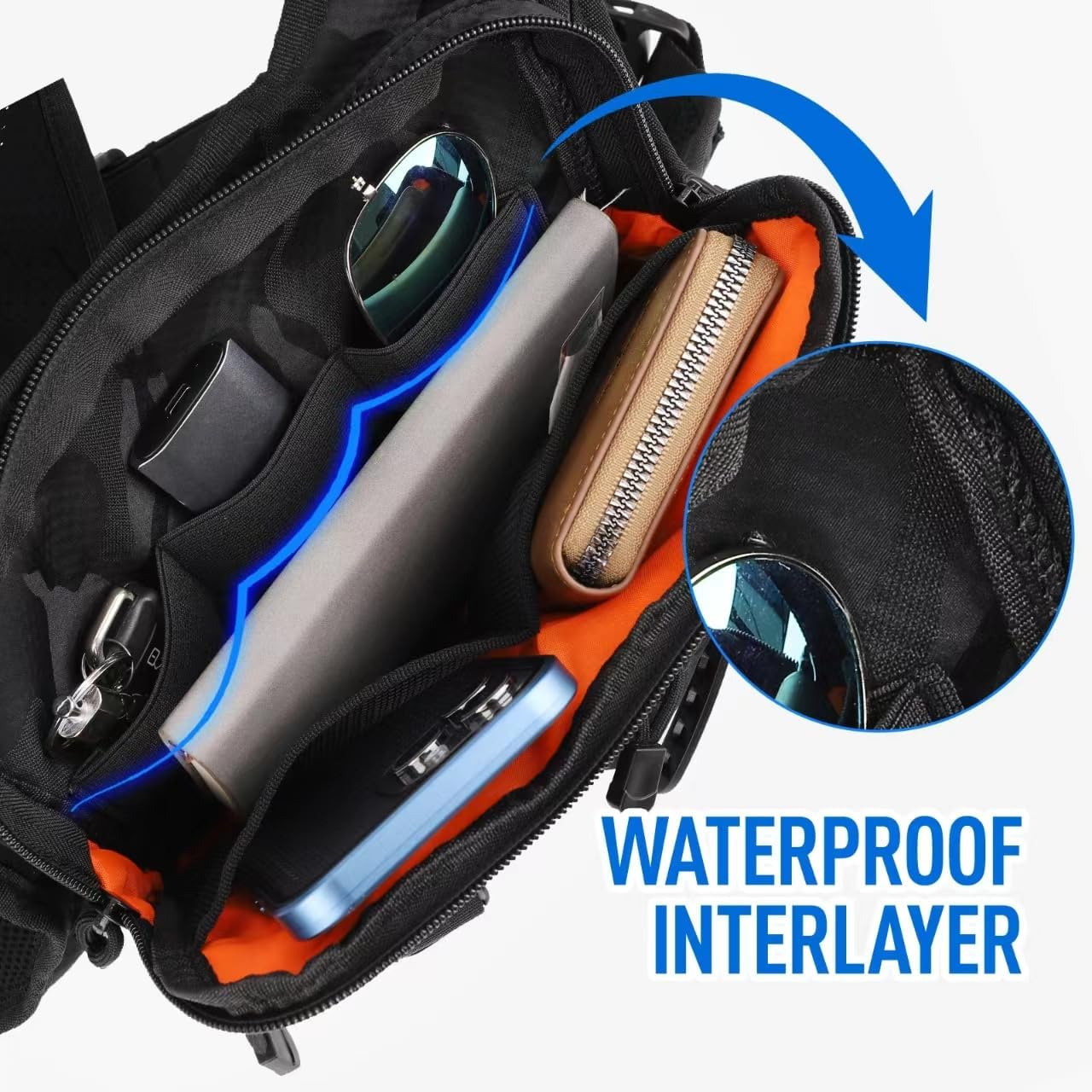 DEYACE Chest Bag for Men, Black-Cp, One Size, Chest Bag for Men image number 4