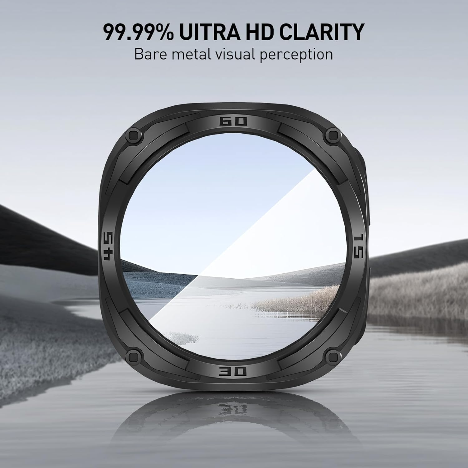 Suoman 2+2 Pack for Samsung Galaxy Watch 7/8 Ultra 47Mm (2024/2025) Case, HD Tempered Glass Screen Protector, All-Round TPU Protective Cover Bumper-Black+Black