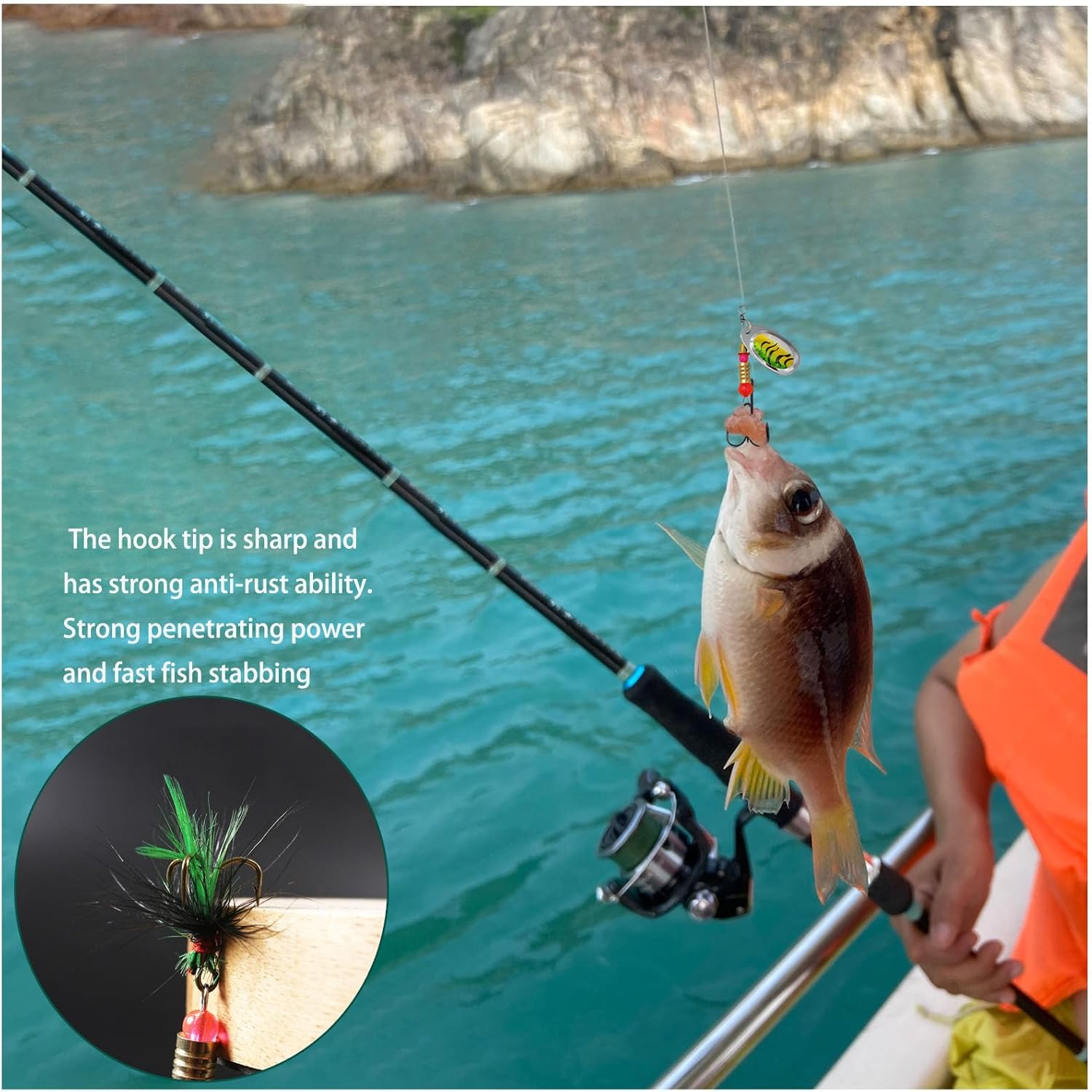 Naturezhen Spinner Fishing Lures, Trout Baits Fishing Tackle, Triple Fishing Hooks for Freshwater Fishing with Portable Carry Bag, Hard Metal Spinner Baits for Bass Trout Salmon 16Pcs image number 5