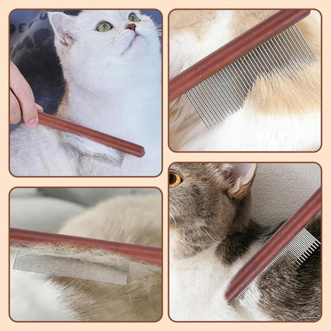 Weddhuis 3 Pieces 3 Styles Macrame Fringe Combs with Wooden Handle Stainless Steel Pet Care Combs for DIY Macrame for Removing Tangles