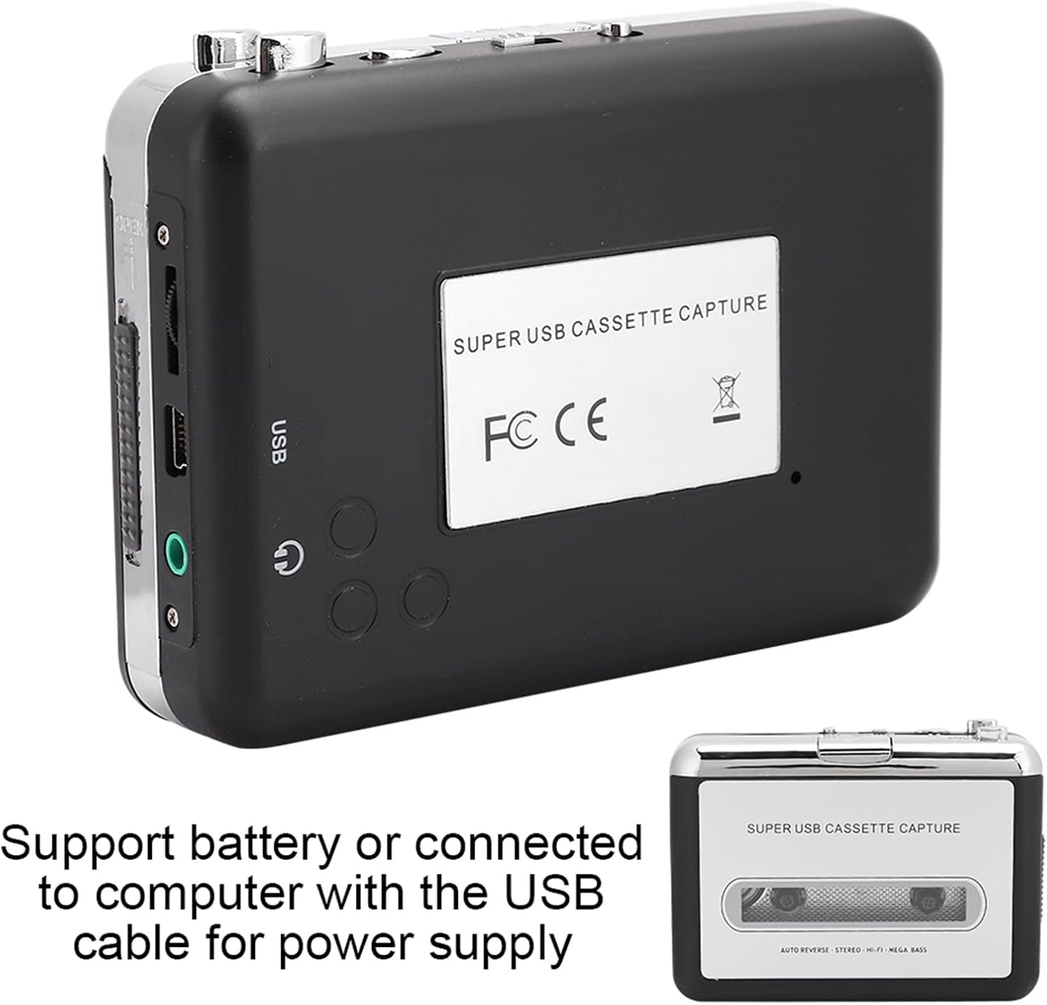 Cassette Player Recorder, Portable Stereo Tape Player with Cassette to MP3 Converter Function, USB for Computer, Laptop, USB Disk image number 6