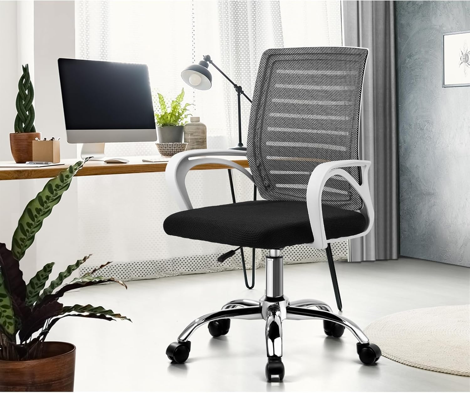 Oikiture Office Chair Ergonomic Mesh Executive Seat Gaming Racing Computer Desk Chair &ndash; White Black image number 2