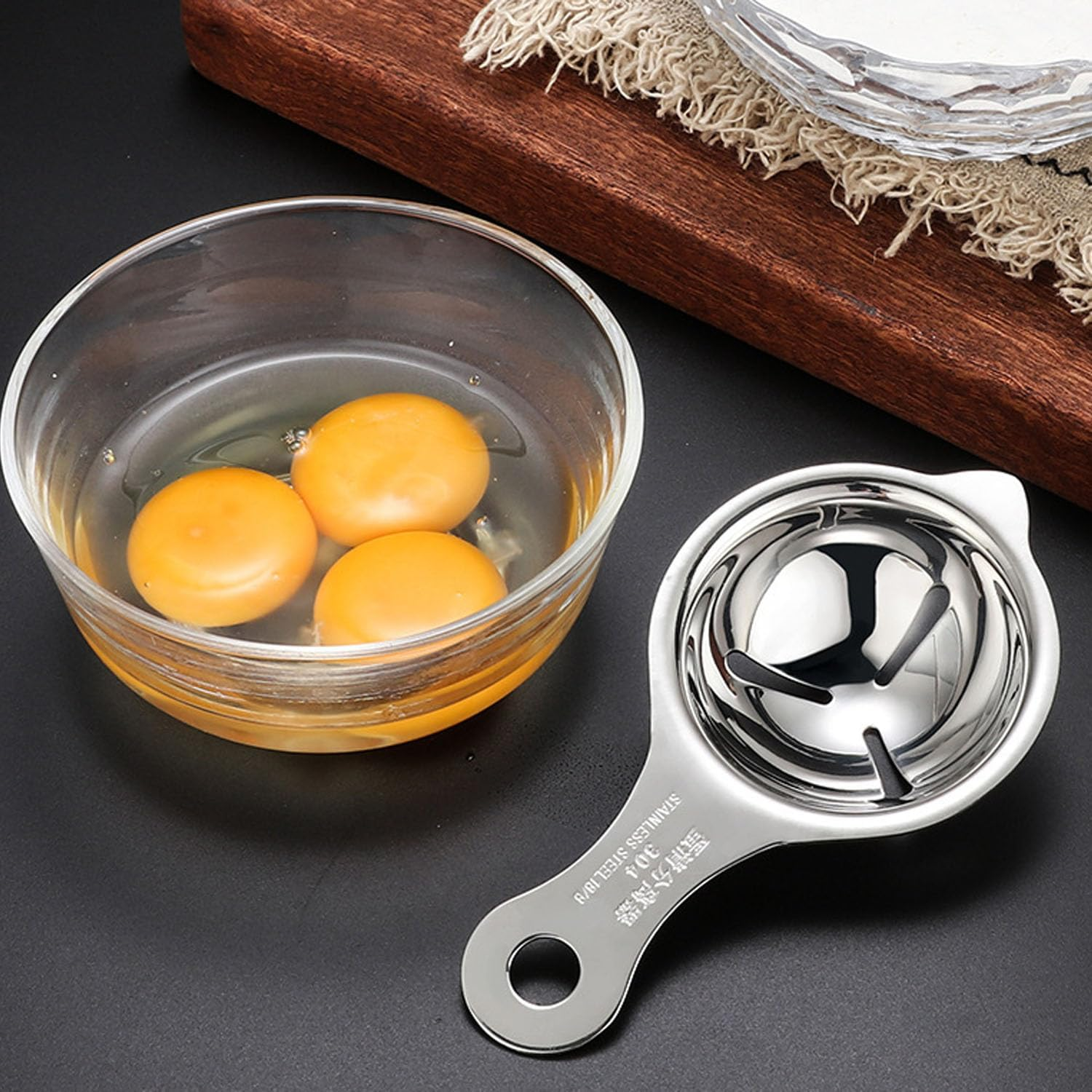 Egg Separator Egg Yolk 2 PCS, Stainless Steel Egg Yolk White Filter image number 2
