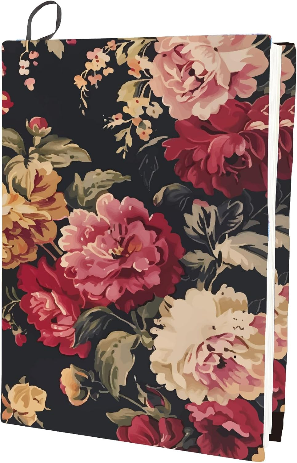 CRASPIRE Lotus Stretchable Book Cover Flower Vintage Ruffle Washable Reusable Large Nylon Book Protector Elastic Notebook Wraps Suitable for 9 X 11In Hardcover Books Classroom Students image number 4