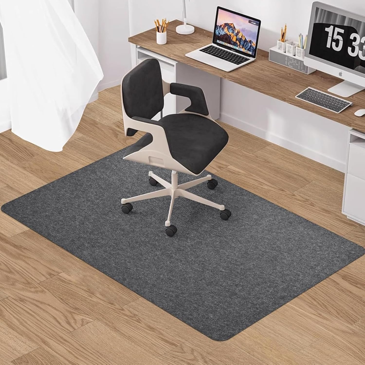 90 * 140 Cm Office Chair Mat Carpet for Hard Floor, Computer Desk and Gaming Rolling Chair Protector,Grey image number 5