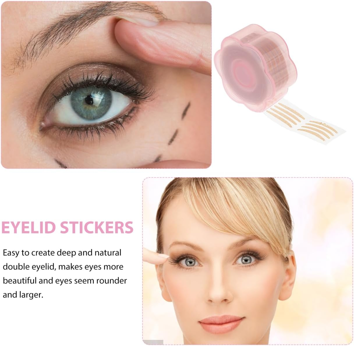 FOMIYES 1 Set Lace Double Eyelid Tapes Instant Strips with Tweezers Spray Bottle Sweat Makeup Tools for Natural Eye Enhancement and Deep Crease Creation Random Color image number 3