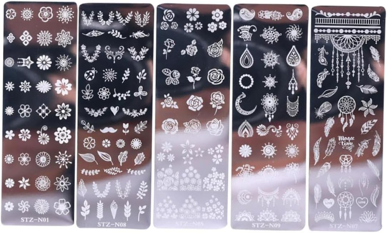 WOFASHPURET 5Pcs Nail Art Stamping Plates Floral Butterfly Nail Stamp Templates Diy Art Decoration Accessories for Women Manicure Kits image number 2