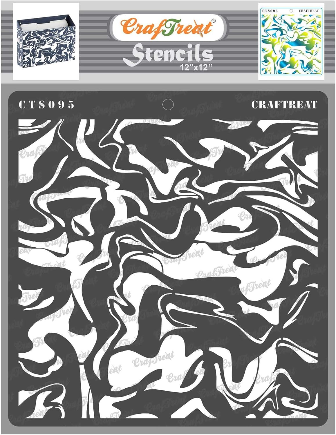 Craftreat Marble Background Stencils for Painting on Canvas, Wall Art, Home Decor and Journal Notebook - Marble Stencil - 12"X12"- Reuseable Wall Stencils for Painting Large Pattern Room Decors image number 1