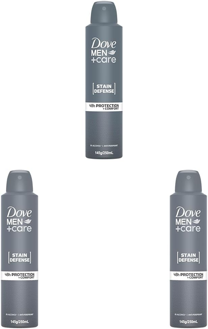Dove Men+ Care Stain Defense 48H Antiperspirant Aerosol 250 Ml (Pack of 3)