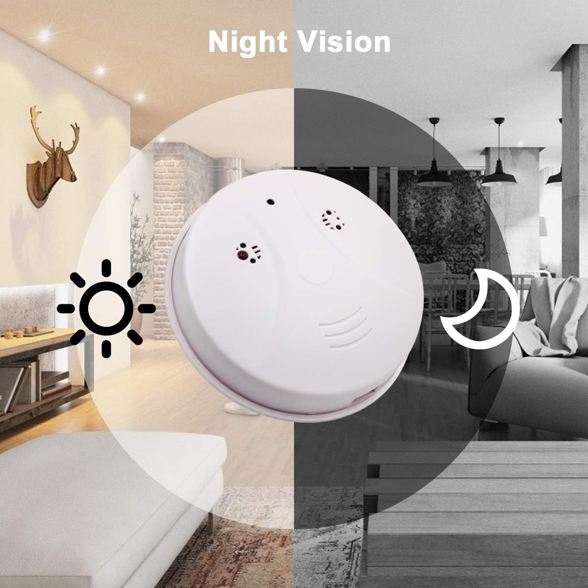 Newwings Wifi Hidden Spy Camera Smoke Detector with Night Vision and Motion Detection, Nanny Cam Video Recorder Security Camera for Home Office No Audio image number 1