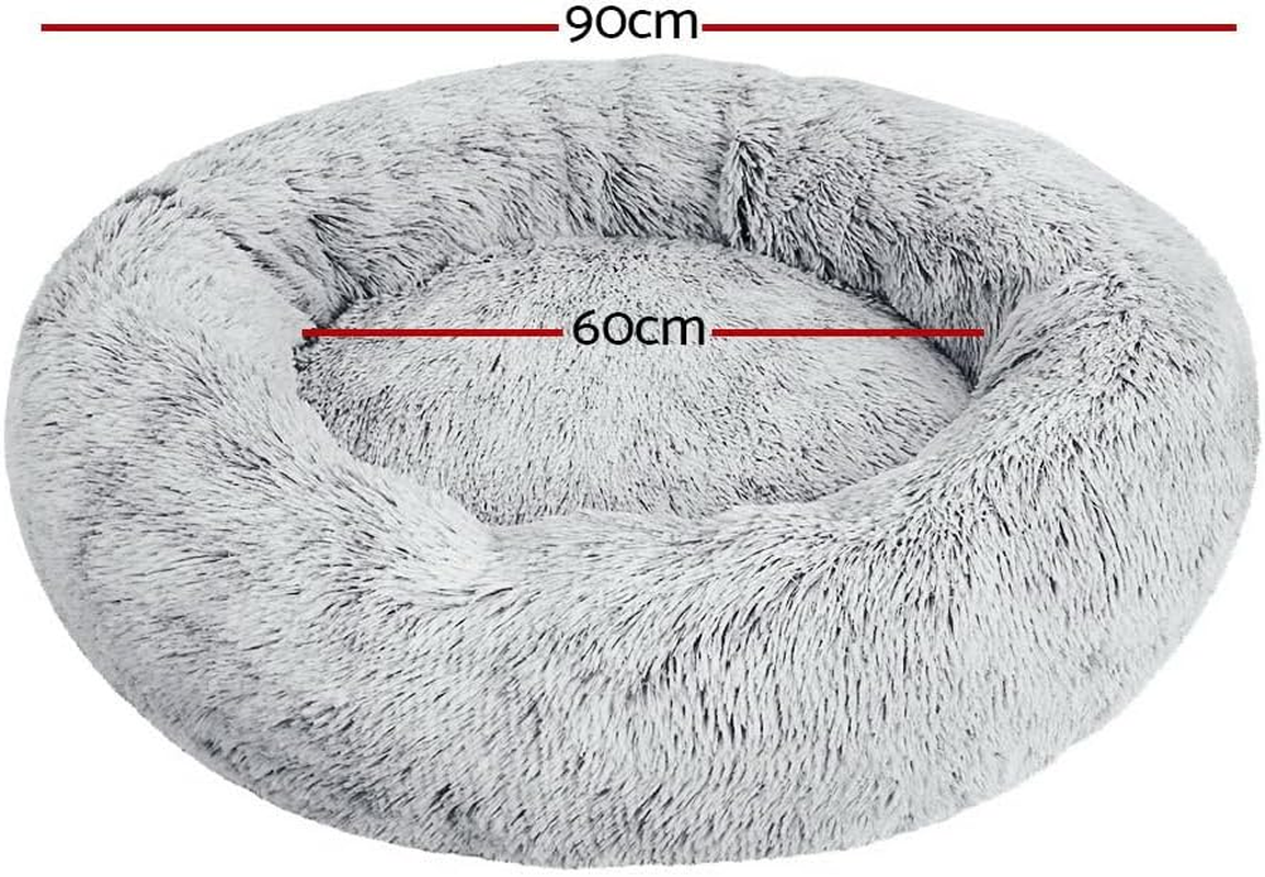 Large Calming Soft Plush Pet Bed for Dog Cat 90Cm Light Charcoal image number 4