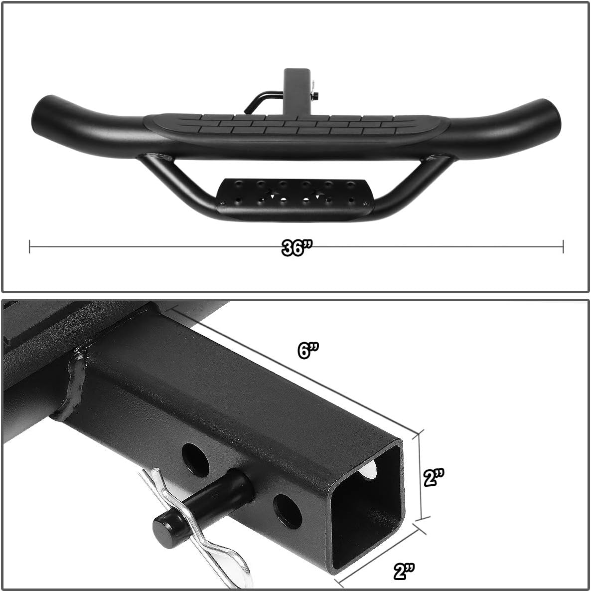 DNA Motoring PT-ZTL-8084-BK Universal Trailer Truck Towing Hitch Step Bar 36"Wide X 4"OD 2"Receiver,Black image number 3