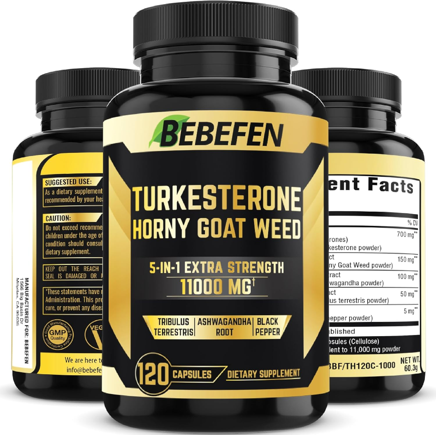 Turkesterone Capsules 11000Mg - [10% Turkesterone] - Horny Goat Weed, Ashwagandha - 120 Capsules image number 3