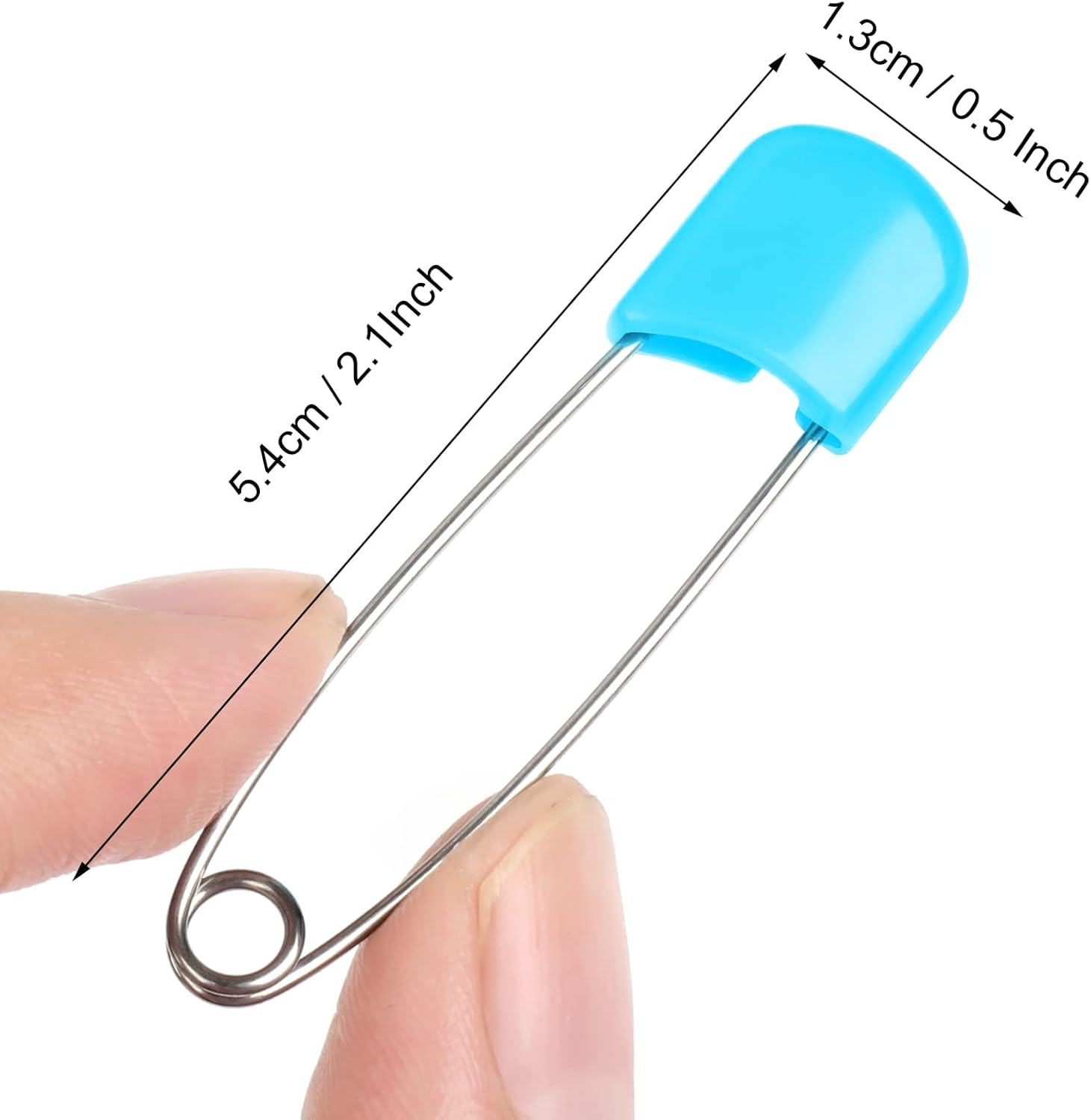 Joyberg 100 Pcs Baby Safety Diaper Pins, Stainless Steel & ABS Plastic, Multicolored, 2.2In, Heavy Duty, Safe Locking Closures, for Cloth Diapers & Crafts image number 5