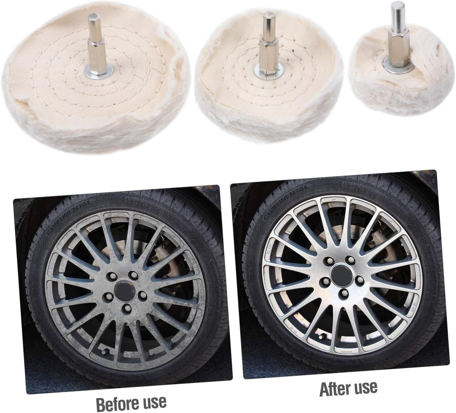 TIDTALEO Buffing Wheel Pad Set 3Pcs for Metal Wood Plastic Polishing Surface Cleaning Buffing Drill Kit image number 3