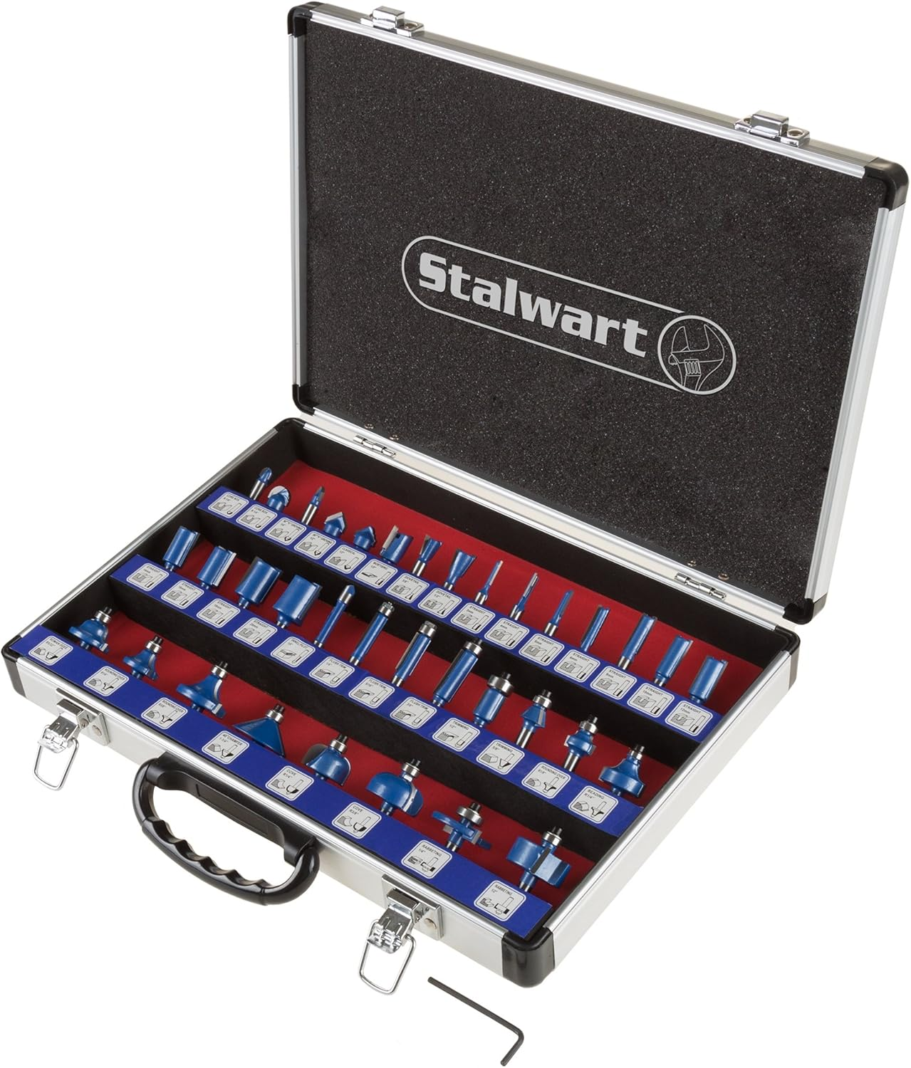 Stalwart 35-Piece Router Bits Set - Carbide Woodworking Tool Kit for Home Improvement - Includes Allen Wrench and Aluminum Carrying Case By image number 2
