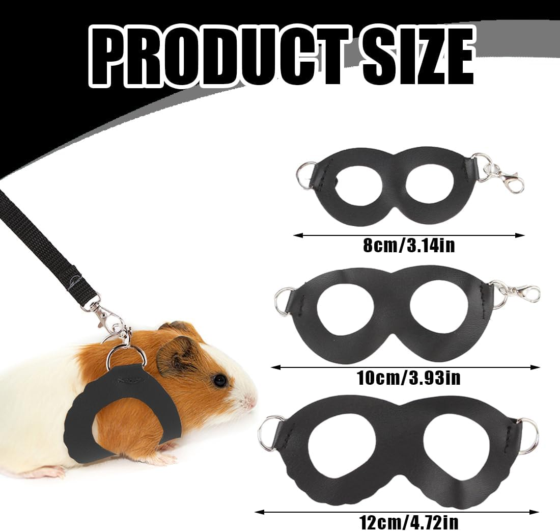 SGERUFZ 3 Piece Harness and Lead Set for Small Pets Training and Walks Vest for Squirrel Hamster Rat Black image number 4