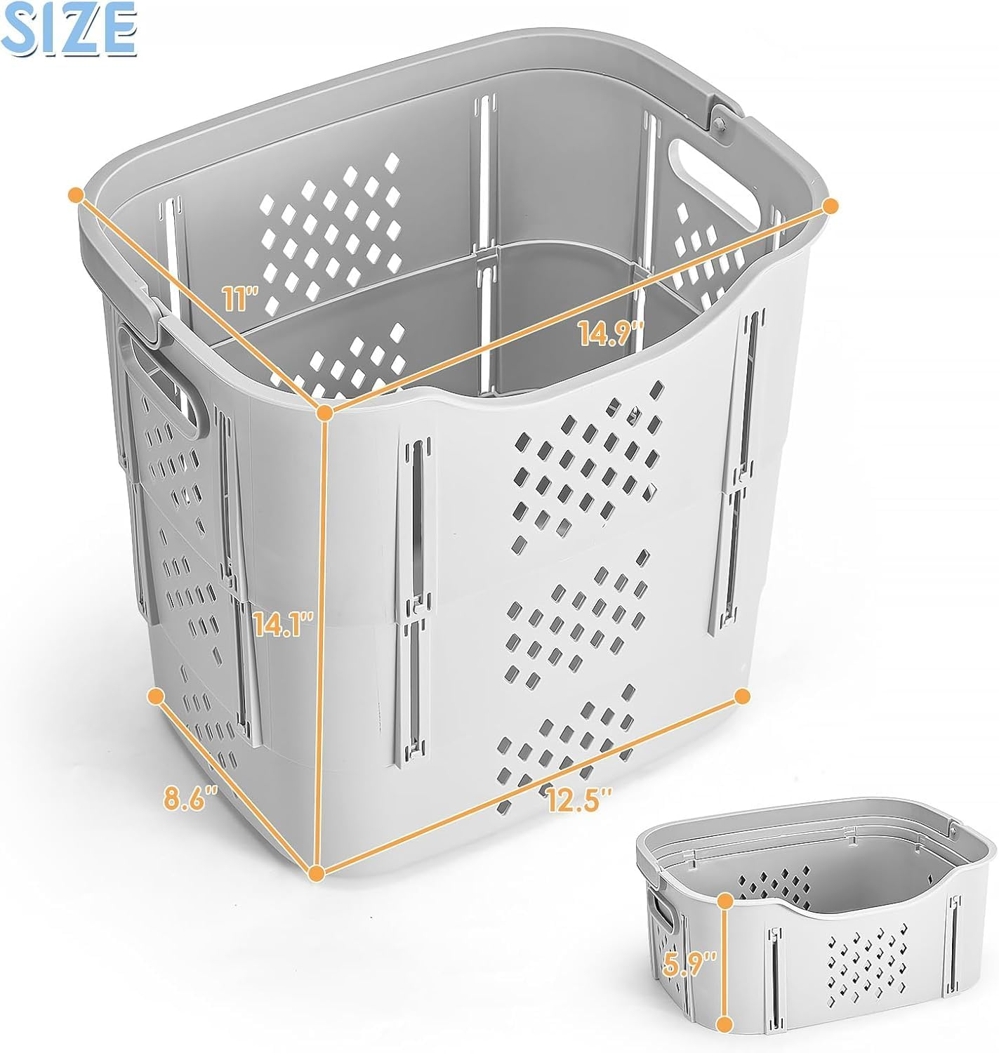 HAUNDRY Plastic Laundry Basket Set, Collapsible Storage Laundry Hamper - Foldable Pop up Laundry Basket for Washing & Storage 41L image number 6
