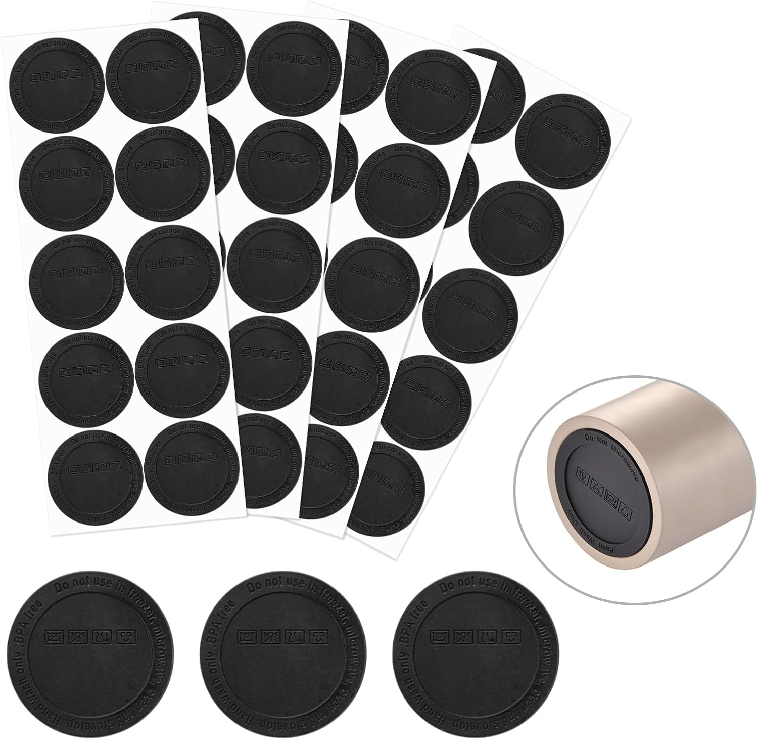 40Pcs Rubber Bottoms for Sublimation Tumblers, Silicone Bottoms for Tumblers, 56Mm Protective Anti-Slip Rubber Bottom with Adhesive Sublimation Supplies (56Mm) image number 2