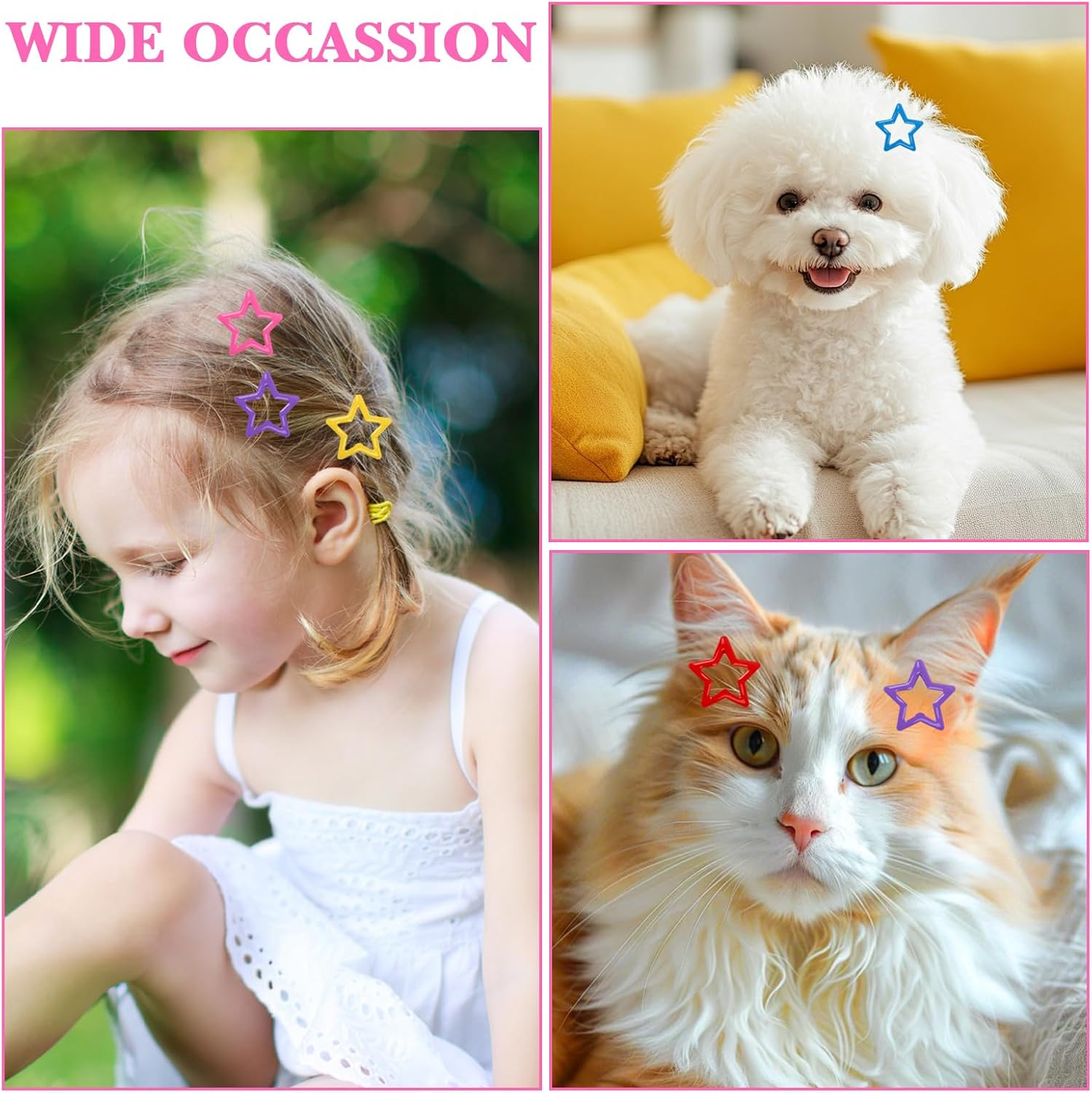 Pack of 100 Star Hair Clips, Colourful Hair Clips Stars Y2K Hair Accessories, 3.1 Cm Metal Pentagram Hair Clips, Non-Slip Hair Clips with Hollowed Stars, Cute Hair Accessories for Girls Women image number 2