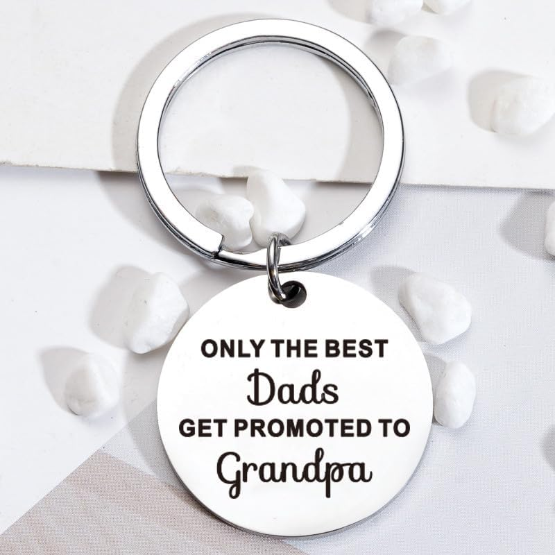 Christmas Birthday Gifts for New Grandpa - Only the Best Dads Get Promoted to Grandpa Keychain - First Time Papa Fathers Day Gift image number 2