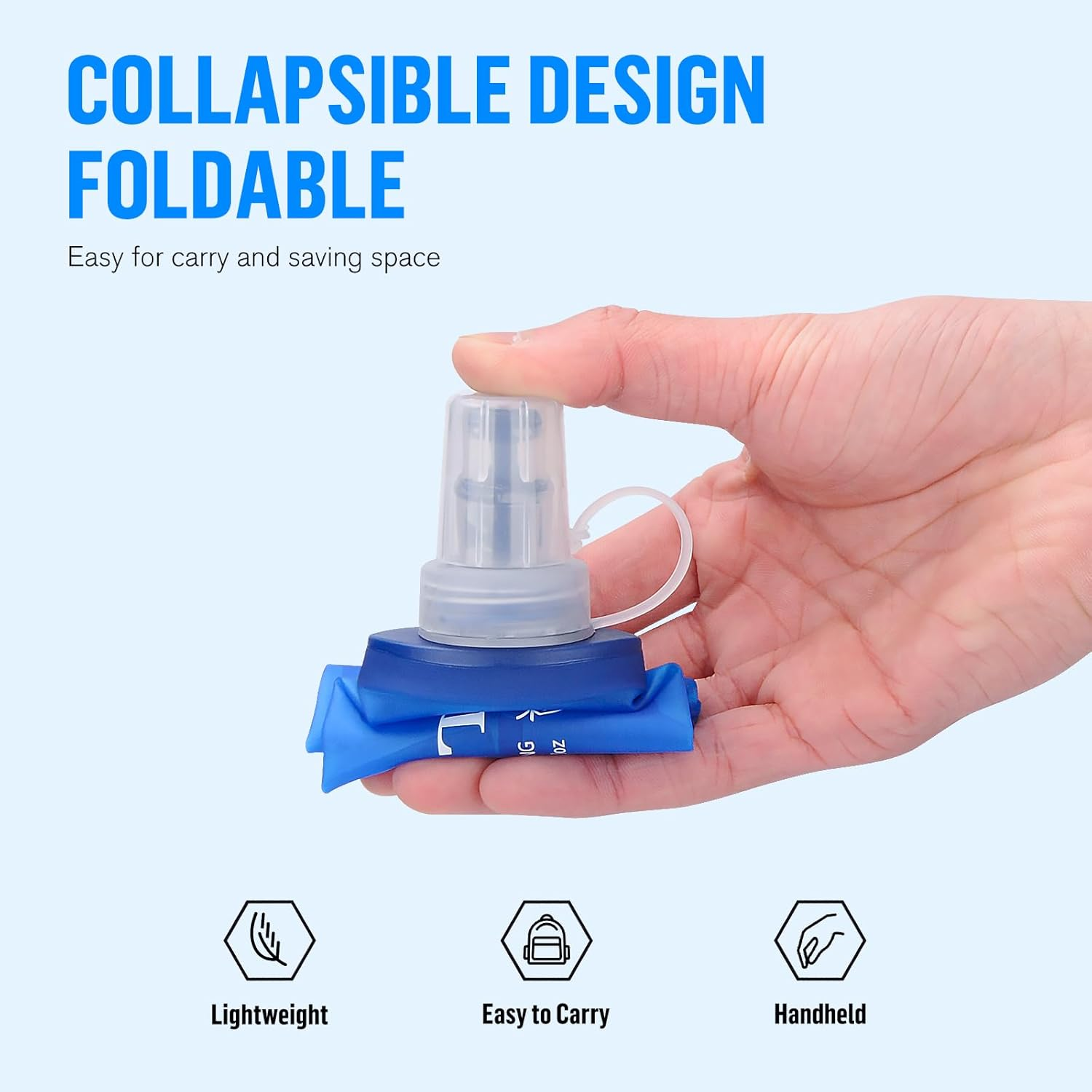 UTOBEST Soft Flask, 2 Pack Soft Flask Running Bottles 250Ml,Tpu Foldable Running Flask, Portable Collapsible Flask Handheld for Travel Traveling Hiking Cycling City Walk image number 6