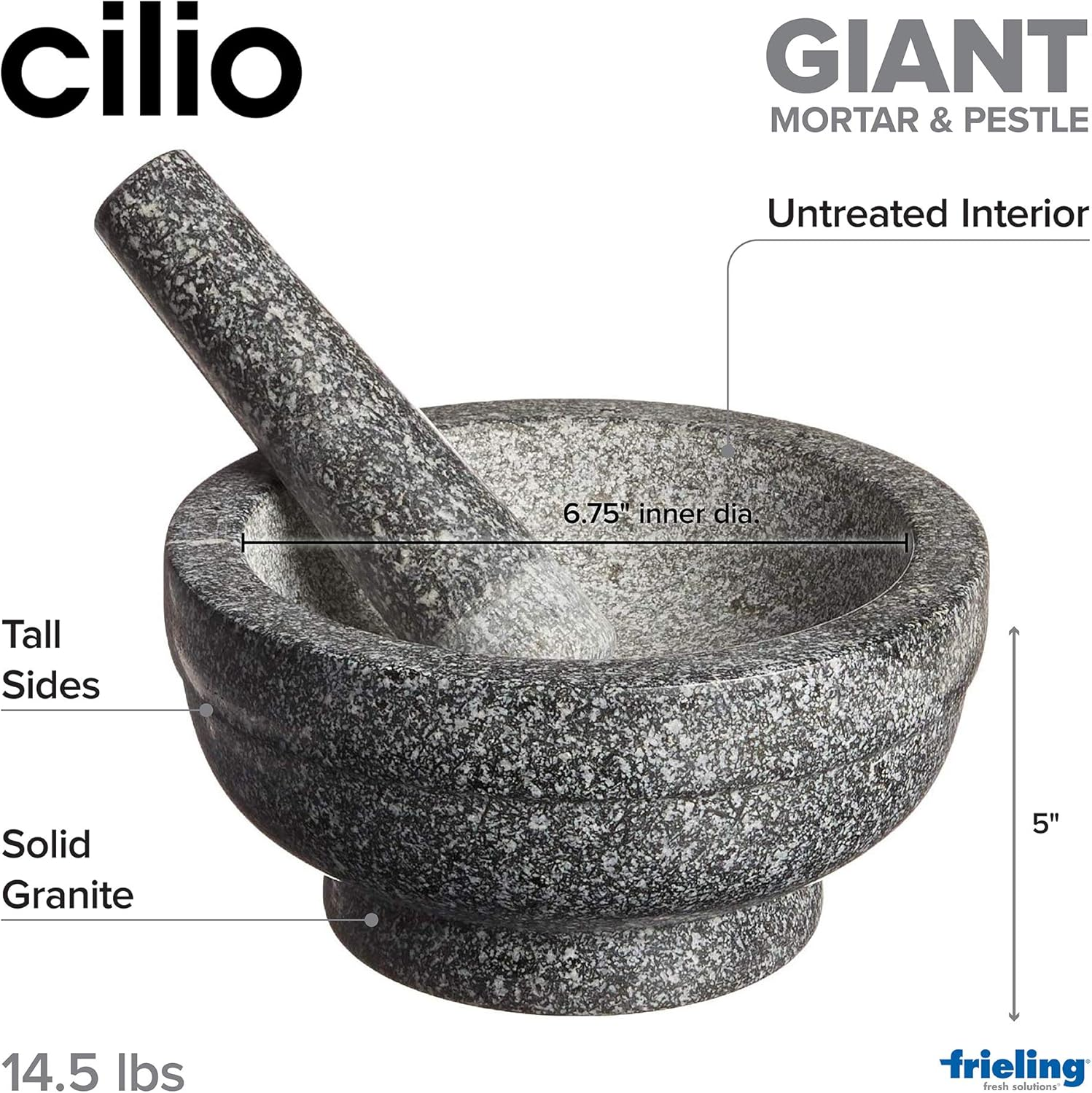 Cilio Mortar & Pestles Giant Green Granite Pestle, Silver, 4017166420142