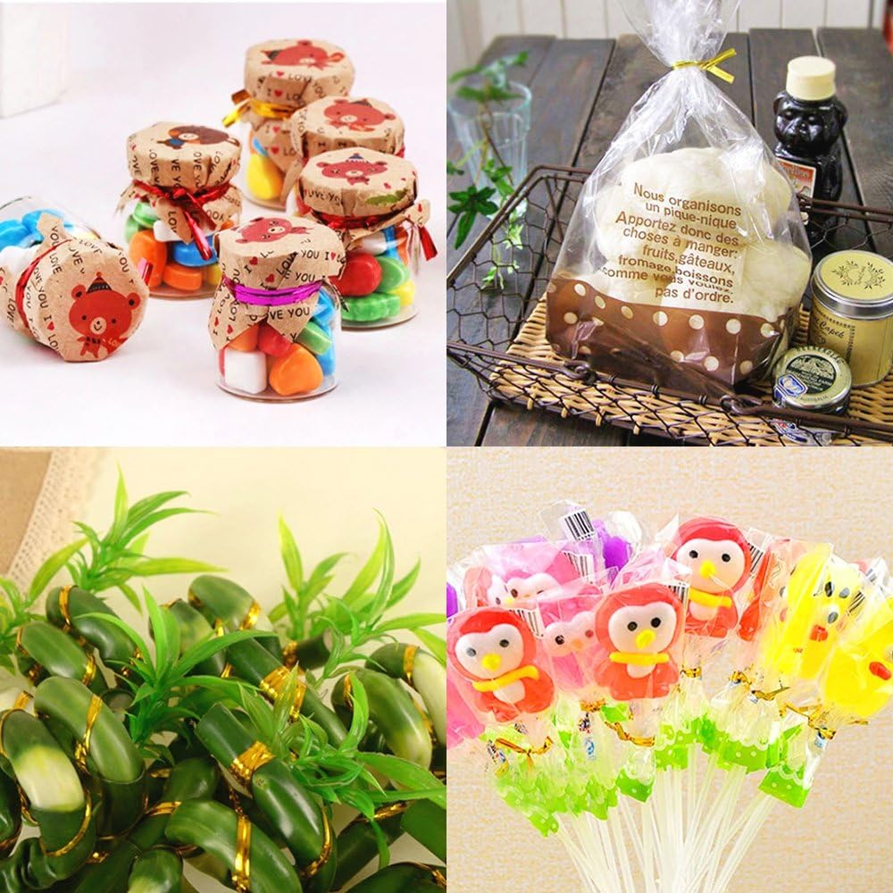 Glarks 350 Yard Yellow Metallic Twist Ties for Bread Candy Bag Parties Decorative Ties image number 5