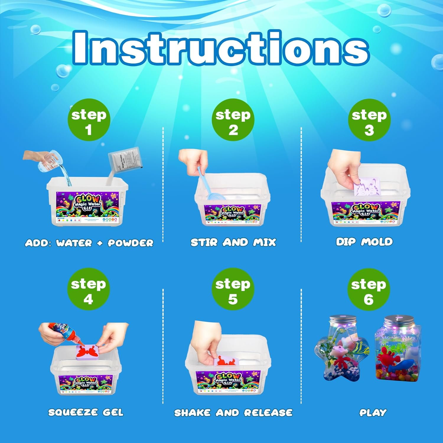 Kiditos Magic Water Elf Powder Refill,Aqua Fairy Water Gel Kit Powder Refill,5 Packs image number 4