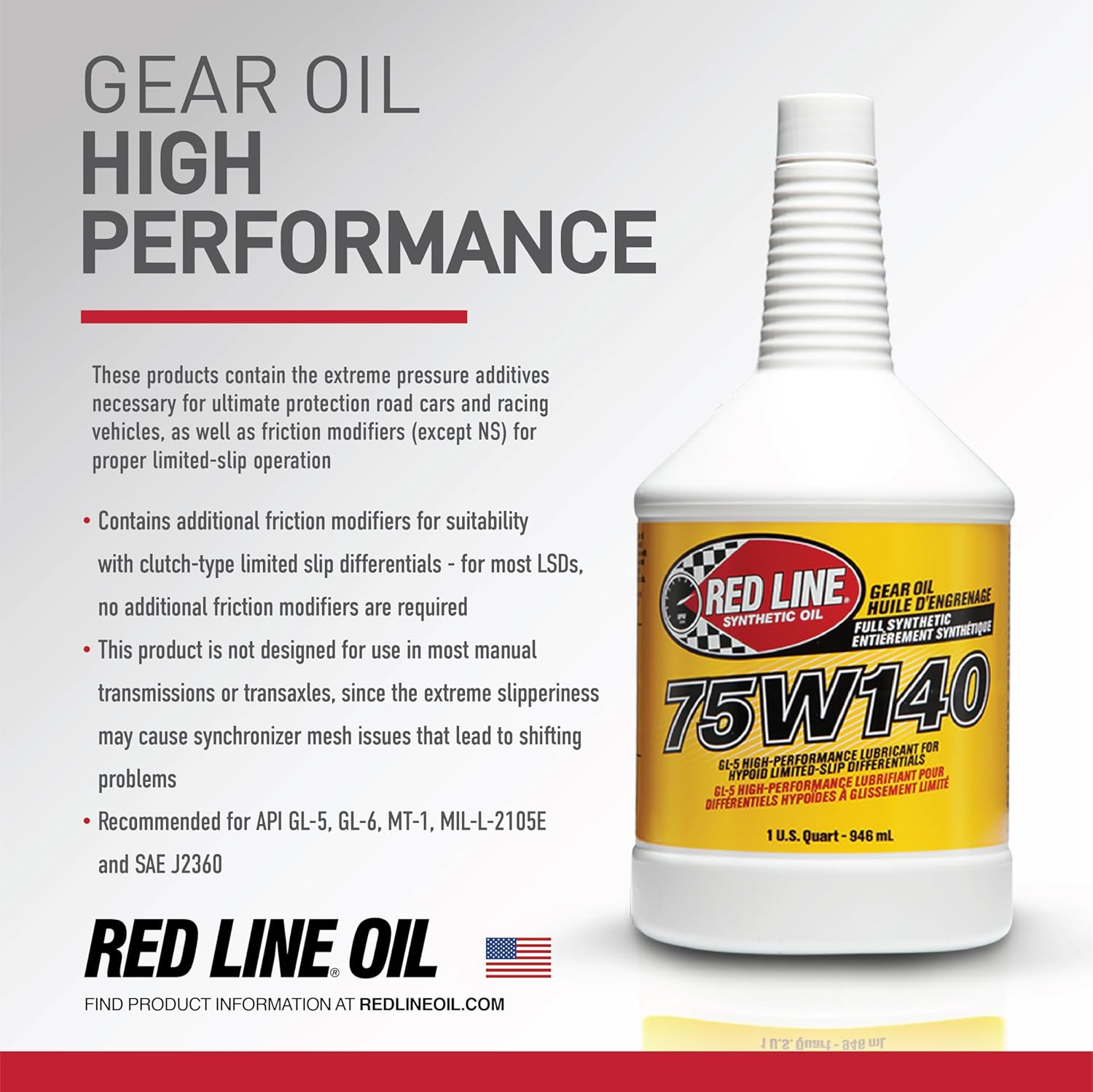 Red Line 57914 75W-140 Gear Oil - 1 Quart image number 1