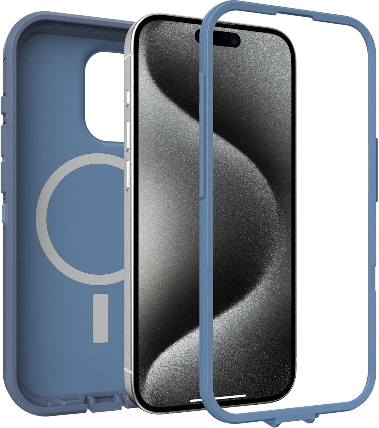 Otterbox Iphone 15 Pro (Only) Defender Series XT Case - Baby Blue Jeans (Blue), Screenless, Rugged, Snaps to Magsafe, Lanyard Attachment image number 2