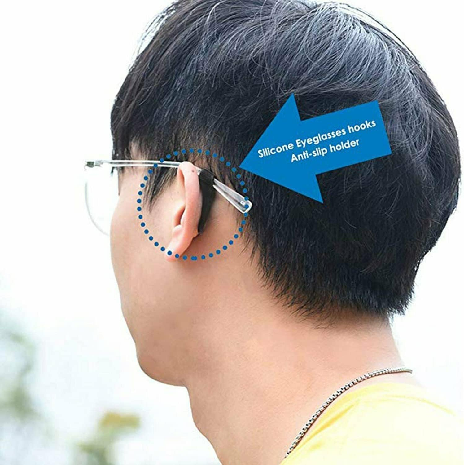 3 Pairs Anti-Slip Glasses Ear Grip, Premium Silicone Eyeglass Ear Grips, Safety Eyewear Retainers for Sunglasses, Spectacles, Presbyopia Glasses, Reading Glasses and Sports Glasses - Black image number 5