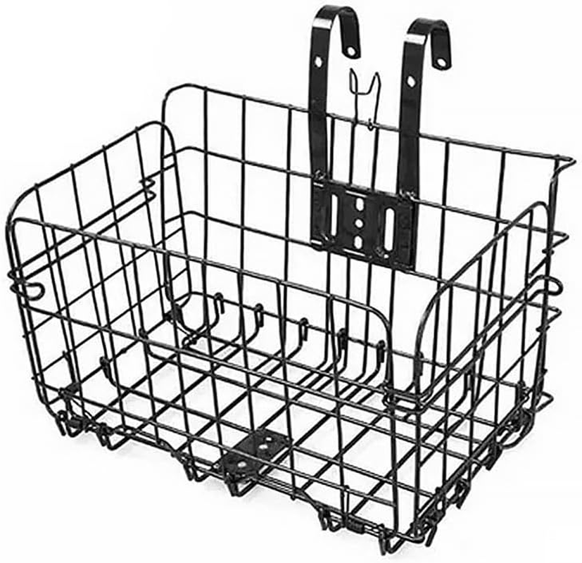 AIMALL Folding Metal Bike Basket Front and Rear Bicycle Storage Basket 12.8 X 7.9 X 8.7 Inches for Mountain and Folding Bikes