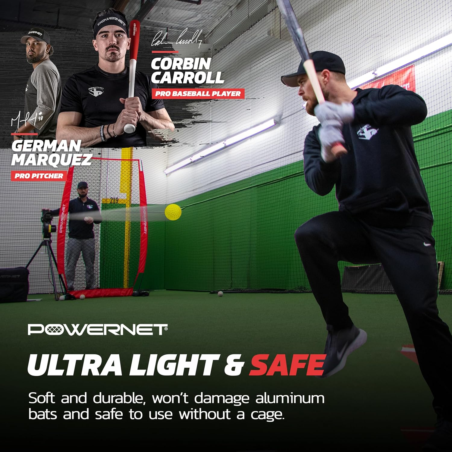 Powernet Launch F-Lite Ultra Light Dimpled Practice Balls for Pitching Machine | One Dozen | Baseball and Softball Available - Black image number 3