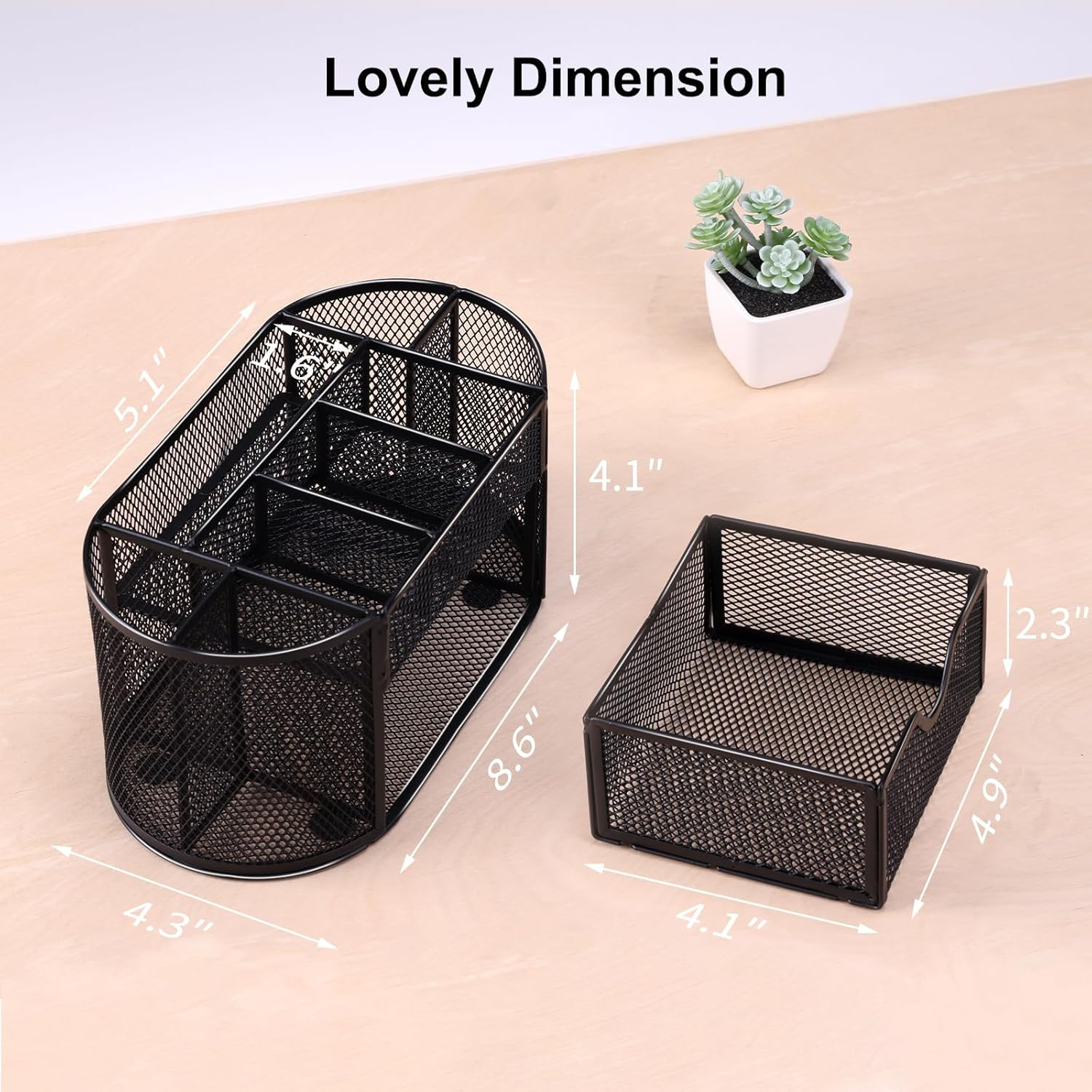 EOOUT Desk Organizer, Pencil Holder for Desk, Mesh Office Desk Accessories with 8 Compartments and 1 Drawer Stationery Holder School Supplies image number 1