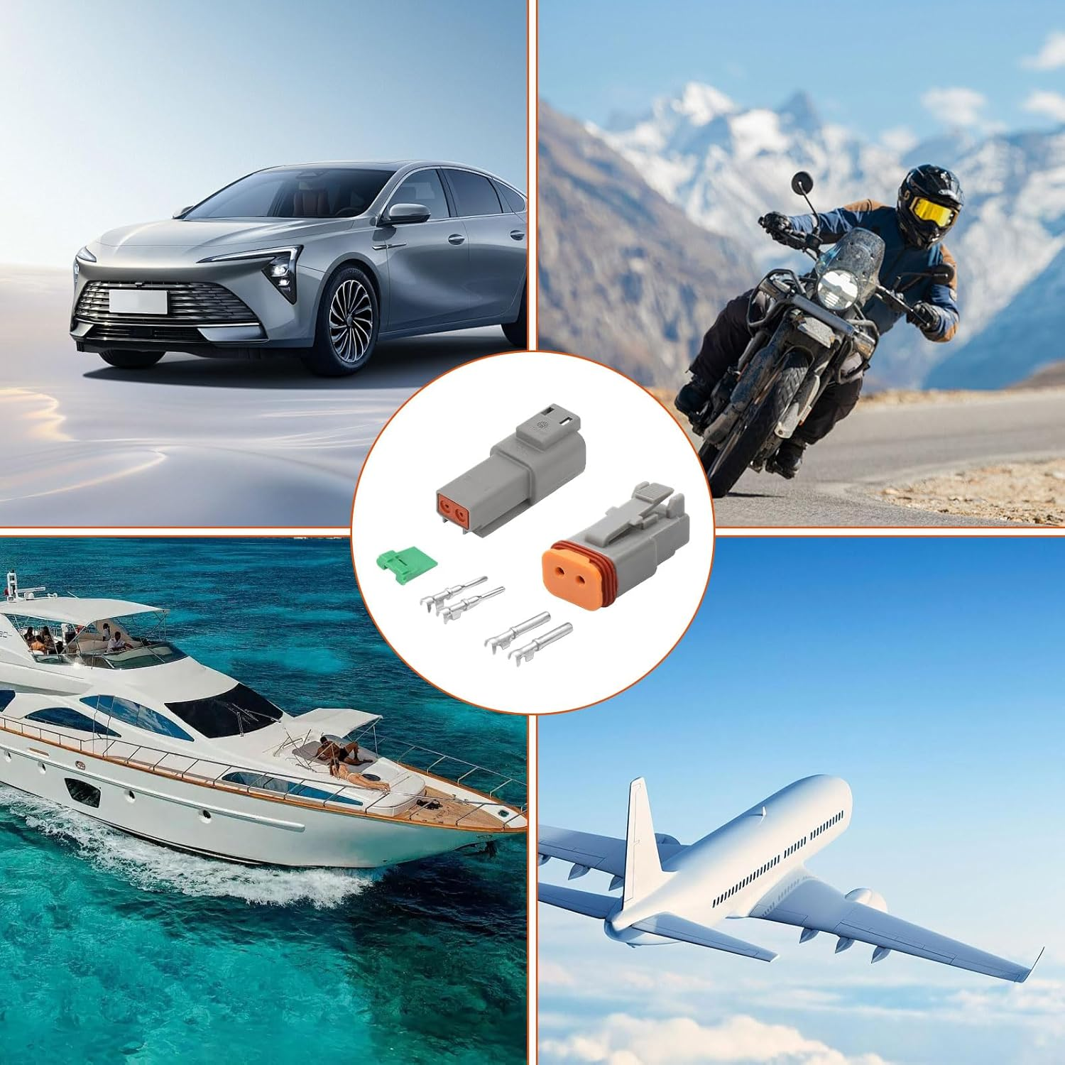 6Set Deutsch Connector Kit, Deutsch Connector Plug, 2 Pin Waterproof DT Kits, Waterproof DT Electrical Wire Connector, Ideal for Car, Truck, Marine, Motorcycle, Off-Road Vehicles image number 2