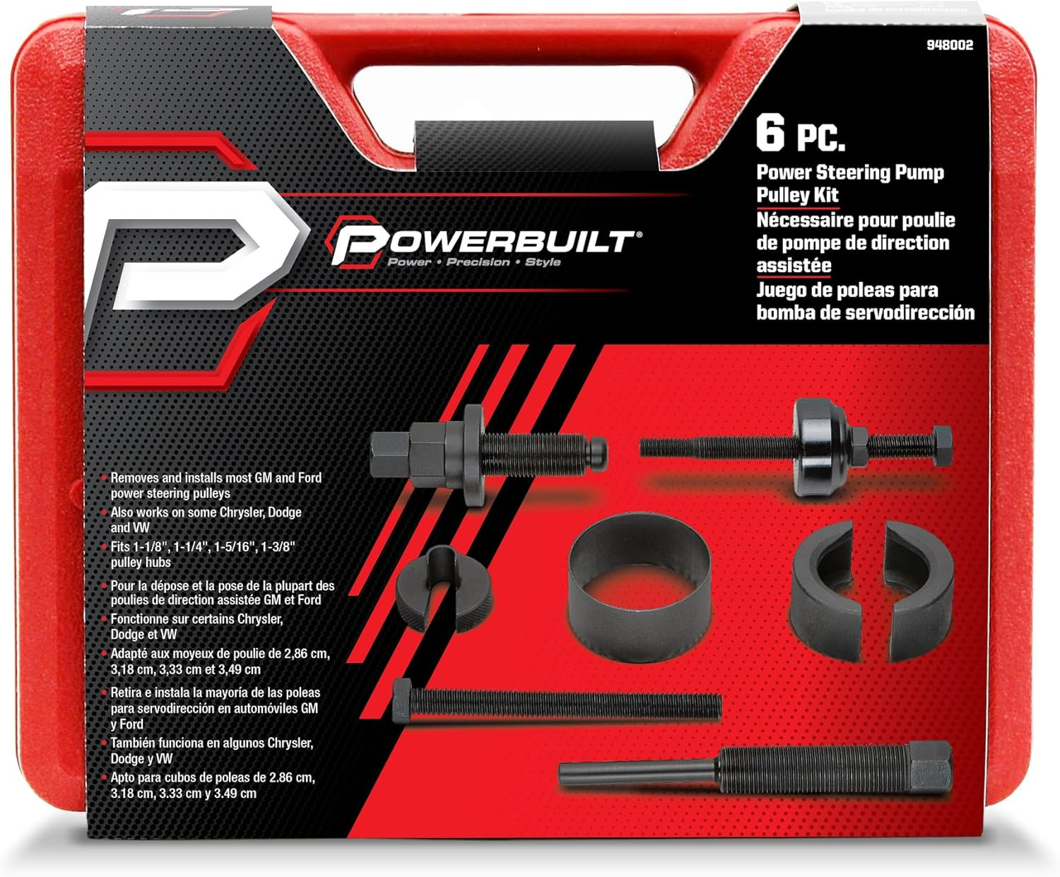 Alltrade 948002 Power Steering Pump Pulley Kit - 6 Piece