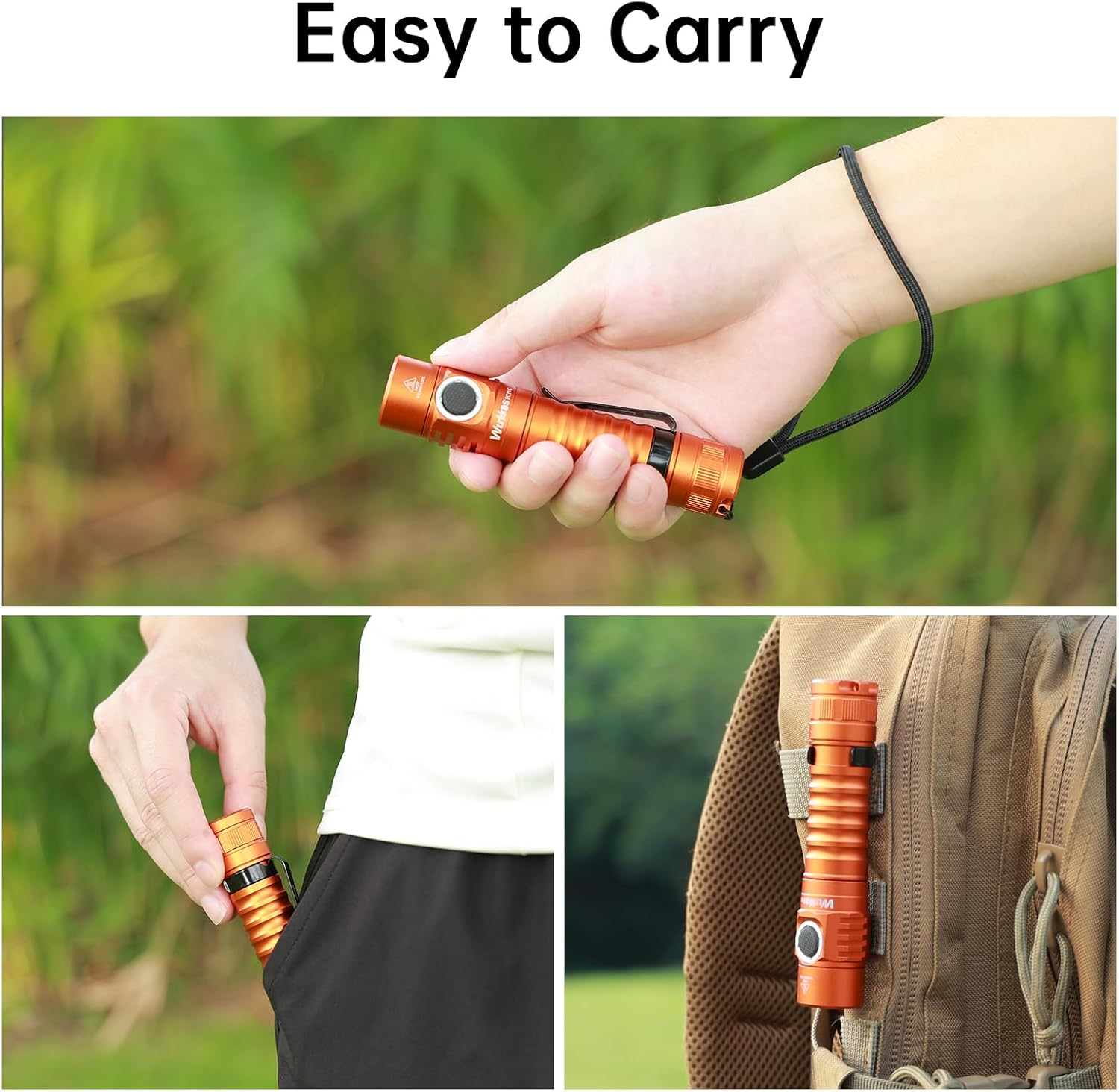 Wurkkos FC11C LED Flashlights Rechargeable -Small Powerful EDC Flashlight 90CRI 1200 High Lumen, IP67 Waterproof,Magnetic Tailcap,155M Beam Distance for Garden Dog Walking Emergency(Orange 5000K) image number 3