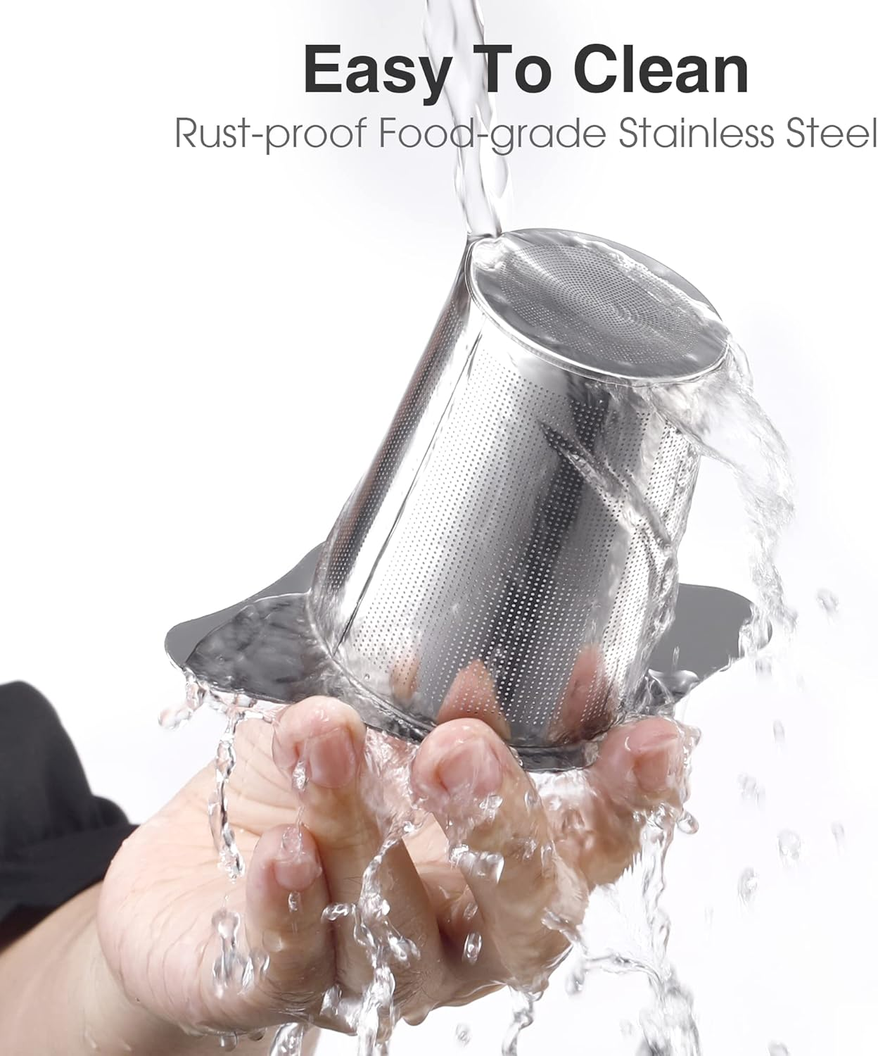 IPOW Reusable Stainless Steel Coffee Filter, Paperless Coffee Maker Strainer, Double Fine Mesh Basket for Loose Tea& Ground Coffee, Coaster Lid, Long Handle for Cup, Mug &Teapot image number 1