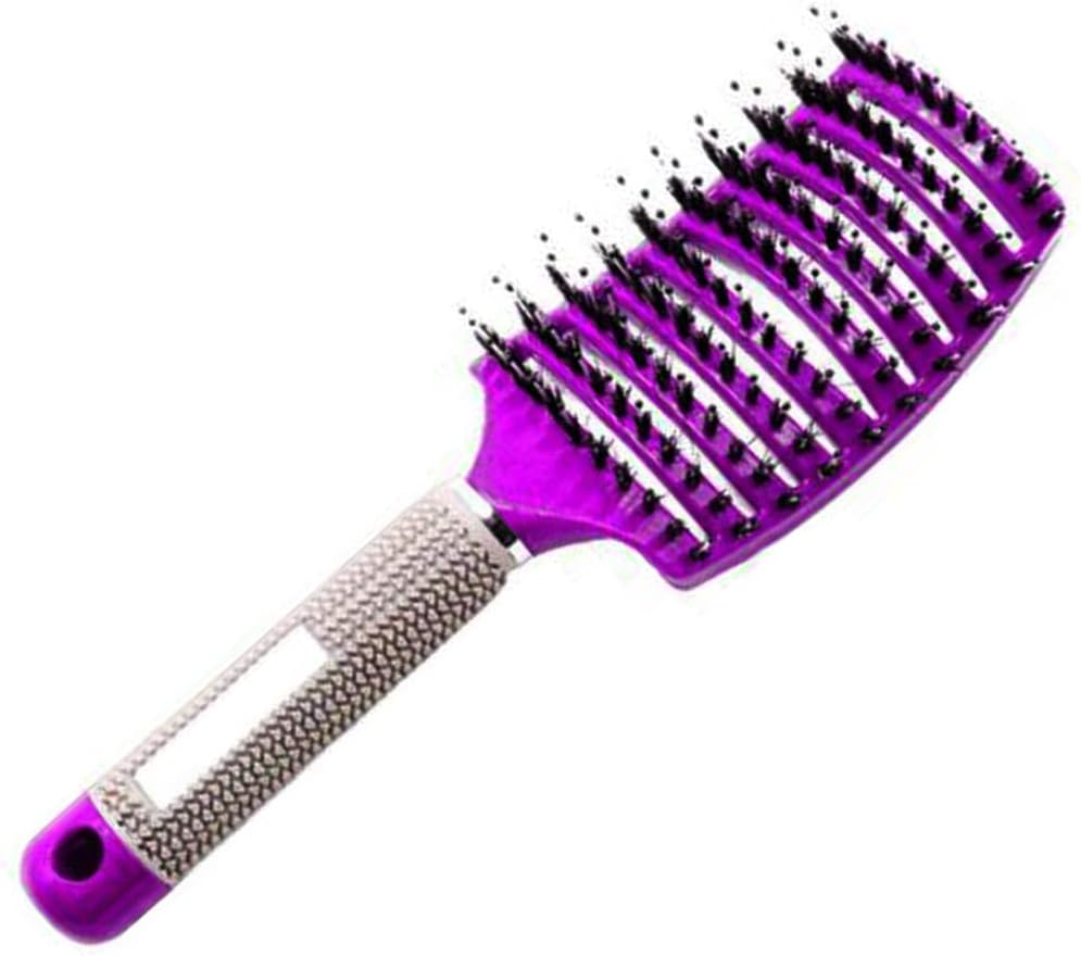UTSAUTO Boar Bristle Hair Brush, Professional Curved Vented Curly Hair Detangling Brush for Women, Men, Paddle Detangling Brush for Wet Dry Curly Thick Straight Hair, (Purple) image number 5