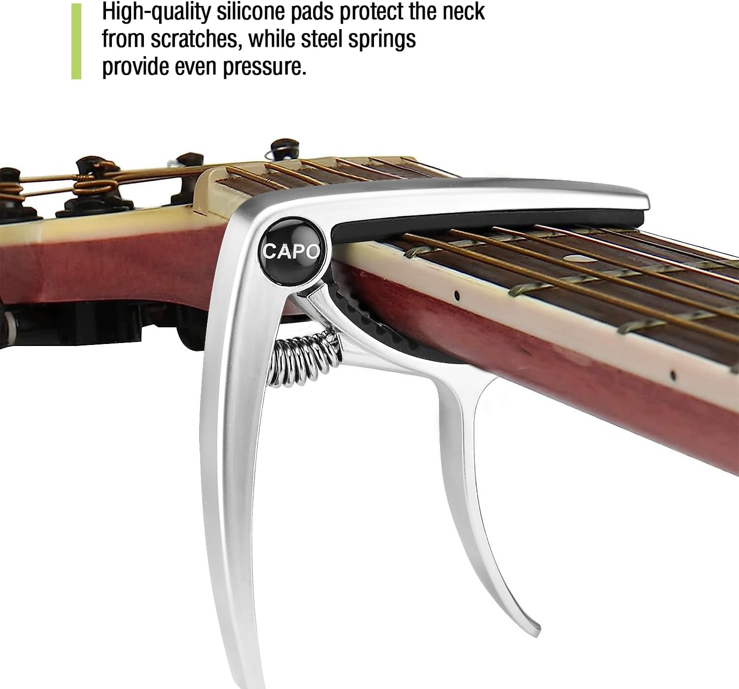 Guitar Capo, Capo for Acoustic Guitar, Capo for Electric Guitar, Acoustic Guitar Capo 6 String, Guitar Capo for Acoustic, Kapo, Guitar Capos（Silver） image number 3