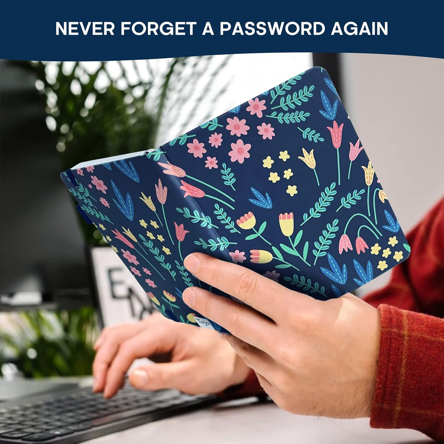 Taja Password Keeper Book with Alphabetical Tabs，Small Password Books for Seniors, Password Notebook for Internet Website Address Log in Detail, Password Logbook to Help You Stay Organized - Flower image number 1