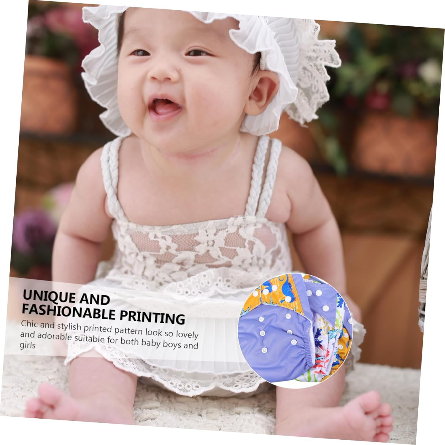 3Pcs Digital Printing Unisex Cloth Diapers Washable Pocket Nappies for Boys Girls image number 2