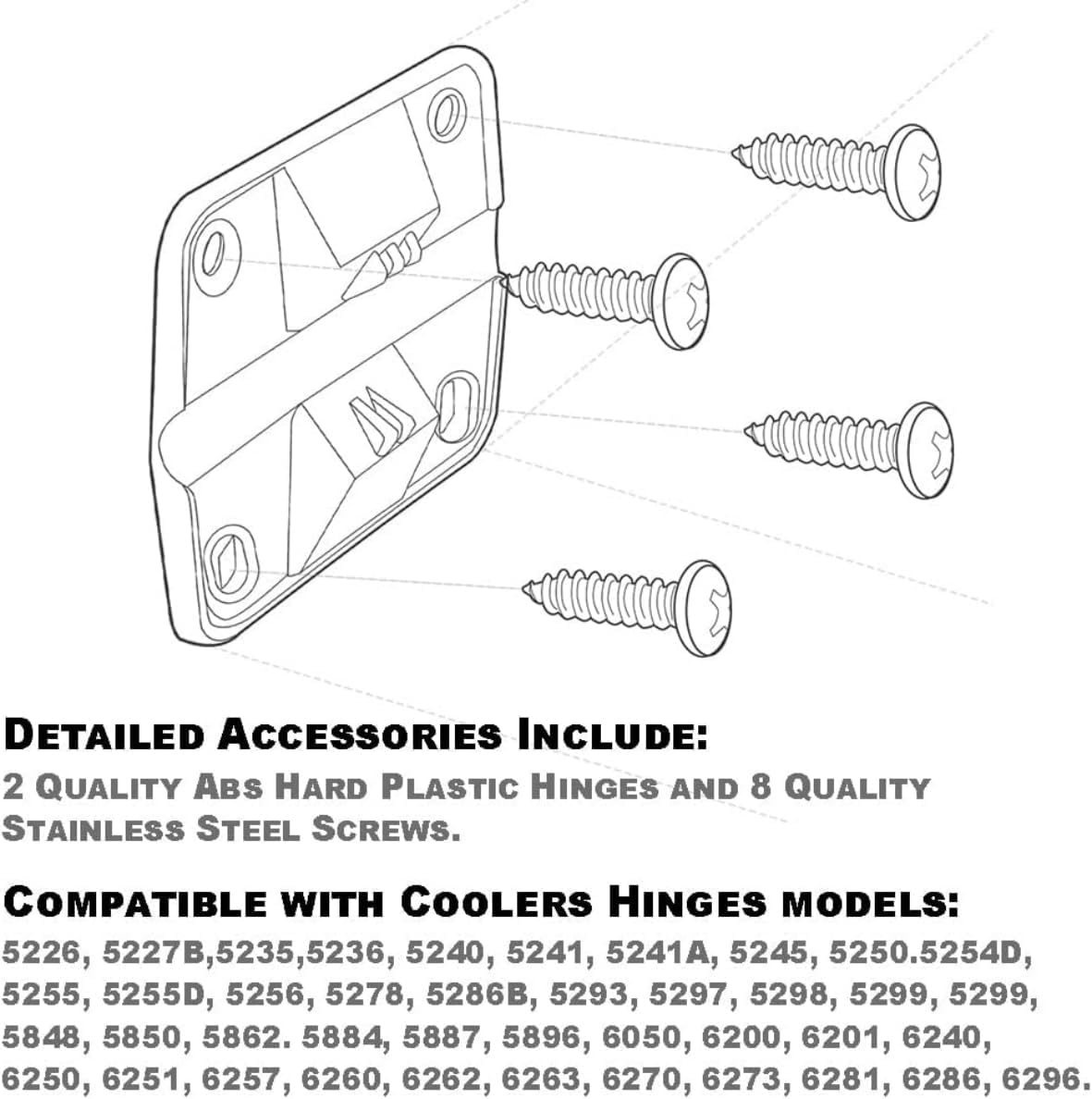 Cooler Replacement Plastic Hinges and Screws Set, Compatible with Coleman Coolers, Set of 2 image number 1