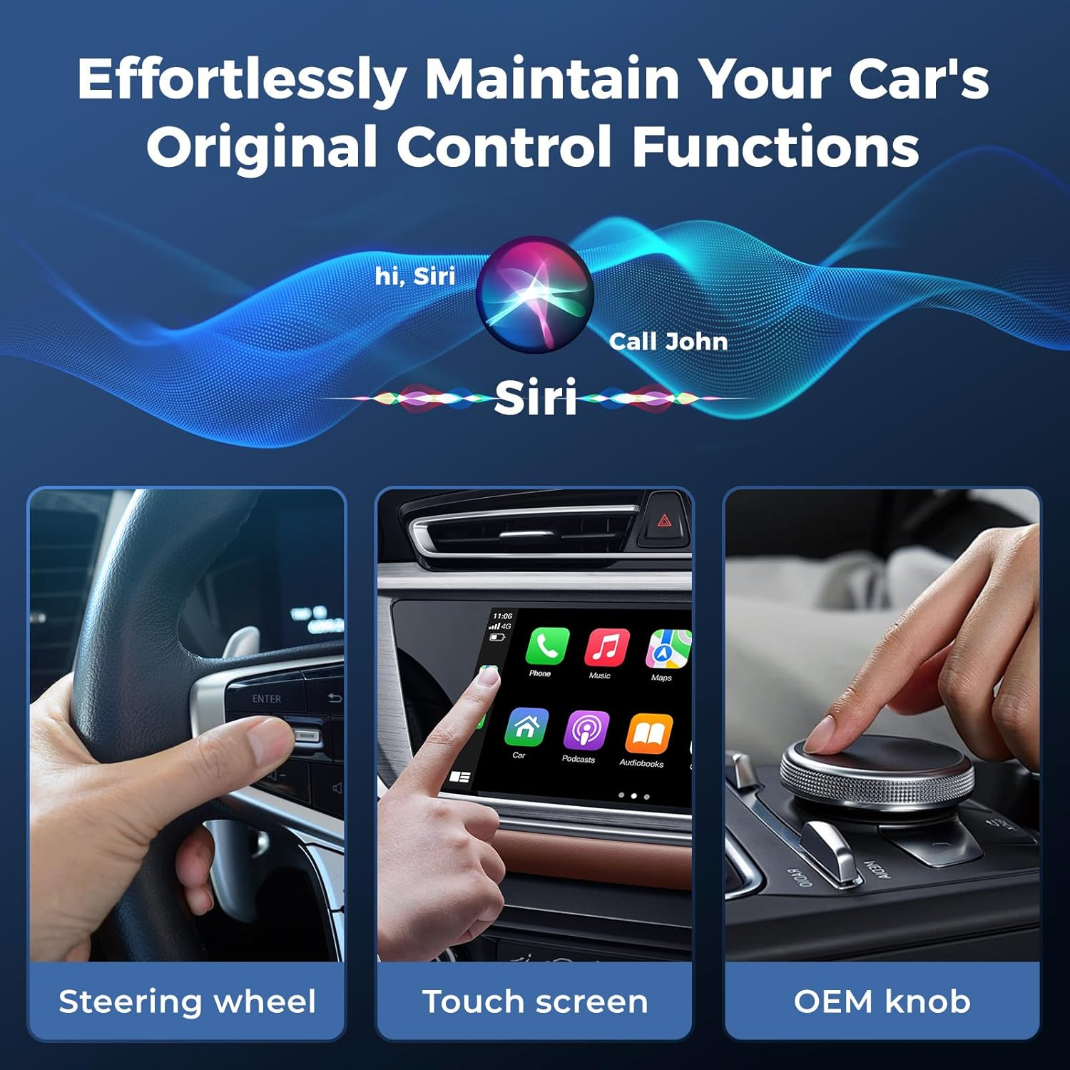 Wireless Carplay Adapter for Iphone, Mini Size for Apple Carplay Adapter, Convert Wired to Wireless with Extension Cable USB & Usb-C/Type-C, Stable Control & No Delay, Black image number 4